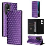 For Huawei Enjoy 80 4G Cubic Grid Texture Flip Leather Phone Case(Purple)