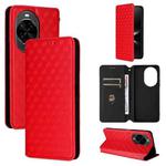 For Huawei nova 14 5G Cubic Grid Texture Flip Leather Phone Case(Red)