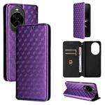 For Huawei nova 14 Ultra 5G Cubic Grid Texture Flip Leather Phone Case(Purple)