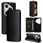 For Huawei Pura 80 Ultra 5G Cubic Grid Texture Flip Leather Phone Case(Black)