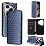 For Huawei Pura 80 Ultra 5G Cubic Grid Texture Flip Leather Phone Case(Blue)