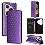 For Huawei Pura 80 Ultra 5G Cubic Grid Texture Flip Leather Phone Case(Purple)