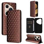 For Huawei Pura 80 Ultra 5G Cubic Grid Texture Flip Leather Phone Case(Brown)