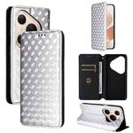 For Huawei Pura 80 Pro 5G / 80 Pro+ 5G Cubic Grid Texture Flip Leather Phone Case(Silver)