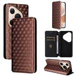 For Huawei Pura 80 Pro 5G / 80 Pro+ 5G Cubic Grid Texture Flip Leather Phone Case(Brown)