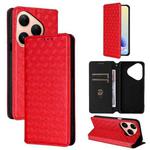 For Huawei Pura 80 5G Cubic Grid Texture Flip Leather Phone Case(Red)