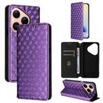 For Huawei Pura 80 5G Cubic Grid Texture Flip Leather Phone Case(Purple)