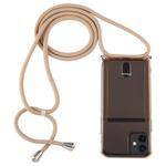 For iPhone 12 mini Transparent TPU Protective Case with Lanyard & Card Slot(Gold)