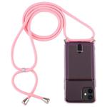 For iPhone 12 mini Transparent TPU Protective Case with Lanyard & Card Slot(Pink)