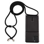 For iPhone 12 / 12 Pro Transparent TPU Protective Case with Lanyard & Card Slot(Black)