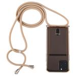 For iPhone 12 / 12 Pro Transparent TPU Protective Case with Lanyard & Card Slot(Gold)