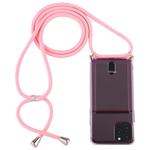 For iPhone 12 / 12 Pro Transparent TPU Protective Case with Lanyard & Card Slot(Pink)