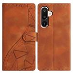 For Samsung Galaxy M16 5G Triangles Embossed Leather Phone Case(Brown)