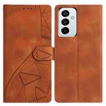 For Samsung Galaxy M52 Triangles Embossed Leather Phone Case(Brown)