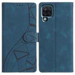 For Samsung Galaxy M33 Triangles Embossed Leather Phone Case(Blue)
