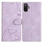 For Samsung Galaxy M06 5G Triangles Embossed Leather Phone Case(Purple)