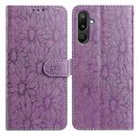 For Samsung Galaxy F16 5G / M16 5G Daisy Embossed Leather Phone Case(Light Purple)