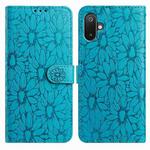 For Samsung Galaxy F06 5G / M06 5G Daisy Embossed Leather Phone Case(Blue)