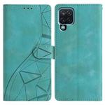For Samsung Galaxy A12 5G Triangles Embossed Leather Phone Case(Green)
