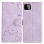 For Samsung Galaxy A22 5G Triangles Embossed Leather Phone Case(Purple)