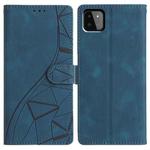For Samsung Galaxy A22 5G Triangles Embossed Leather Phone Case(Blue)