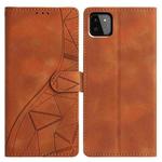 For Samsung Galaxy A22 5G Triangles Embossed Leather Phone Case(Brown)