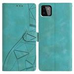 For Samsung Galaxy A22 5G Triangles Embossed Leather Phone Case(Green)