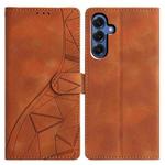 For Samsung Galaxy A25 5G Triangles Embossed Leather Phone Case(Brown)