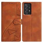 For Samsung Galaxy A52 4G / 5G Triangles Embossed Leather Phone Case(Brown)