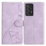 For Samsung Galaxy A72 4G / 5G Triangles Embossed Leather Phone Case(Purple)