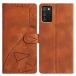 For Samsung Galaxy A02s 164mm Triangles Embossed Leather Phone Case(Brown)