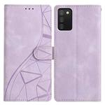 For Samsung Galaxy A02s EU Triangles Embossed Leather Phone Case(Purple)