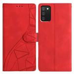 For Samsung Galaxy A02s EU Triangles Embossed Leather Phone Case(Red)