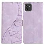 For Samsung Galaxy A03 164mm Triangles Embossed Leather Phone Case(Purple)
