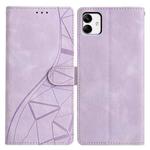 For Samsung Galaxy A04e Triangles Embossed Leather Phone Case(Purple)