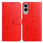 For Samsung Galaxy S25 Edge 5G Daisy Embossed Leather Phone Case(Red)