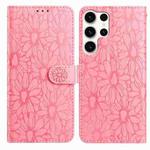 For Samsung Galaxy S24 Ultra 5G Daisy Embossed Leather Phone Case(Pink)