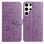 For Samsung Galaxy S24 Ultra 5G Daisy Embossed Leather Phone Case(Light Purple)