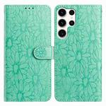 For Samsung Galaxy S24 Ultra 5G Daisy Embossed Leather Phone Case(Green)