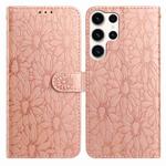 For Samsung Galaxy S24 Ultra 5G Daisy Embossed Leather Phone Case(Rose Gold)