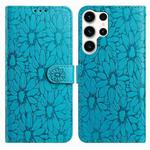 For Samsung Galaxy S24 Ultra 5G Daisy Embossed Leather Phone Case(Blue)