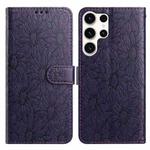 For Samsung Galaxy S24 Ultra 5G Daisy Embossed Leather Phone Case(Dark Purple)