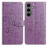 For Samsung Galaxy S24 / S25 5G Daisy Embossed Leather Phone Case(Light Purple)