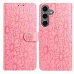 For Samsung Galaxy S24 FE 5G Daisy Embossed Leather Phone Case(Pink)