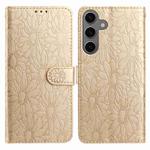 For Samsung Galaxy S24 FE 5G Daisy Embossed Leather Phone Case(Gold)