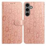 For Samsung Galaxy S24 FE 5G Daisy Embossed Leather Phone Case(Rose Gold)