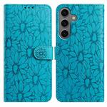 For Samsung Galaxy S24 FE 5G Daisy Embossed Leather Phone Case(Blue)