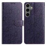 For Samsung Galaxy S24 FE 5G Daisy Embossed Leather Phone Case(Dark Purple)