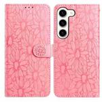For Samsung Galaxy S23+ 5G Daisy Embossed Leather Phone Case(Pink)