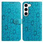 For Samsung Galaxy S23+ 5G Daisy Embossed Leather Phone Case(Blue)